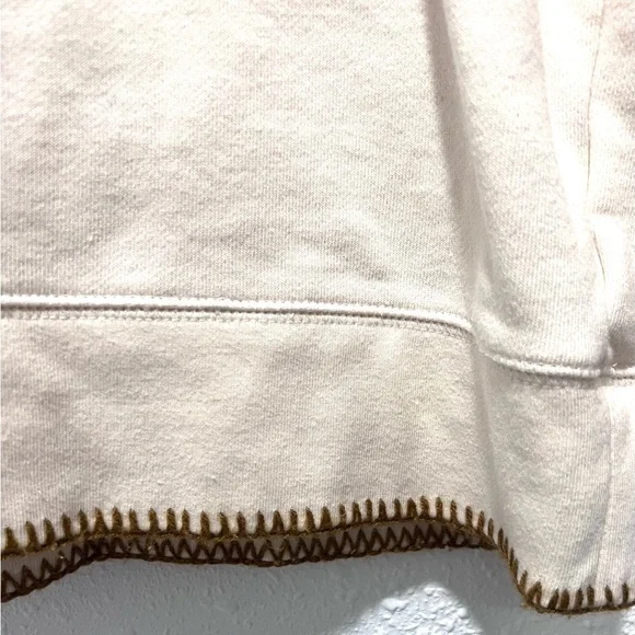 Madewell Stitched Shrunken Sweatshirt Cream Top with Lavender Stitching Small‎ - Picture 4 of 7